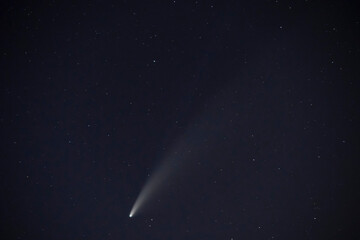 viewpoints at night, comet NEOWISE from the Vilasouto reservoir in Galicia, Spain