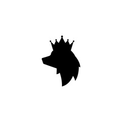 Black silhouette of bear head with royal crown. grizzly logo.