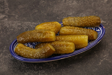 Pickled cucumbers in the plate