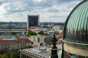 Naklejka premium Berlin Germany skyline view of downtown city from Berliner Dome cathedral