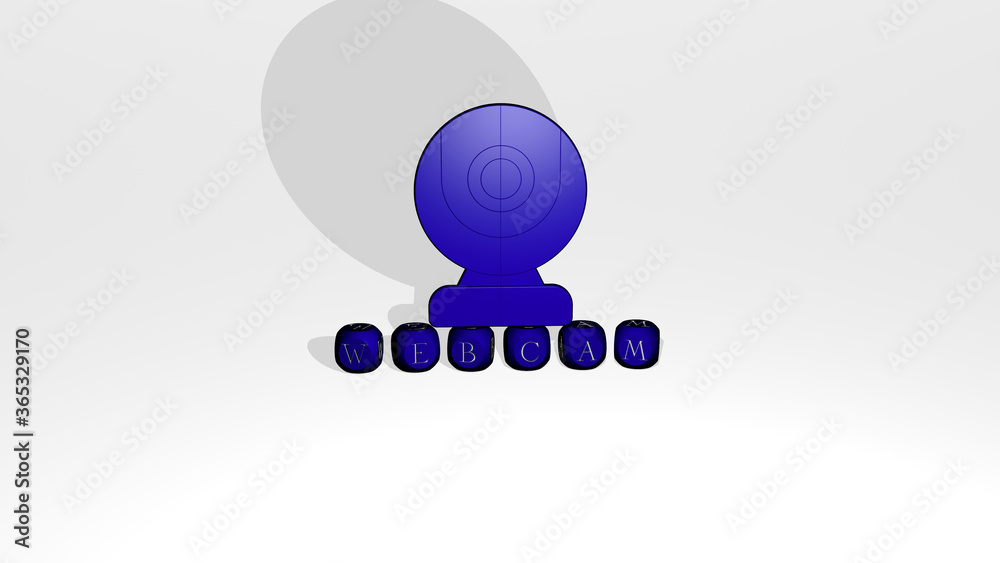 Fototapete 3d illustration of webcam graphics and text made by metallic dice letters for the related meanings o