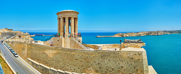 Panorama of the Siege Bell War Memorial, Valletta, Malta