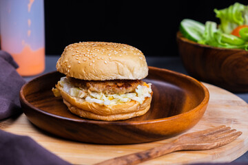 hamburger on a plate