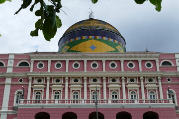 Cupola of the Amazon theatre Manaus, famous landmark of the capital of the state of Amazonas, Brazil