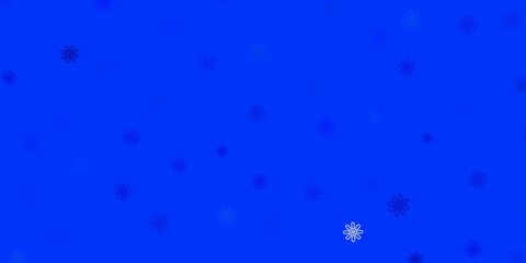 Light BLUE vector doodle texture with flowers.