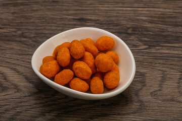 Spicy peanut heap in the bowl