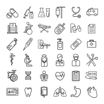medical line icons collections