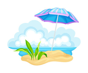 Fototapeta na wymiar Umbrella on Sand or Seashore as Sunshade Vector Illustration