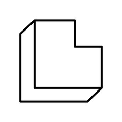 geometric cube in l shape, line style