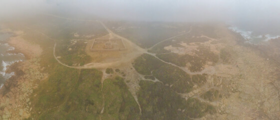 Aerial view of English cemetery in death coast, Galicia, Spain. Drone Photo