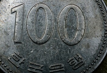 Close up of a coin of South Korea