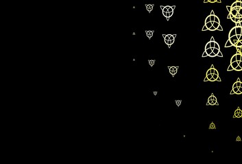 Dark Orange vector background with occult symbols.