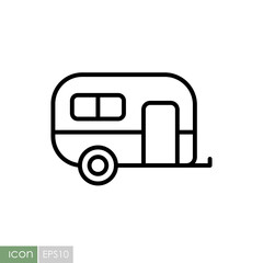Caravan trailer vector icon. Camping sign