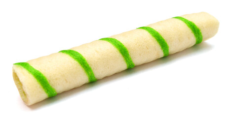 Close-up of striped wafer roll