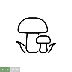Forest mushrooms with a green grass vector icon