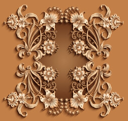 Floral hand drawn vector border.