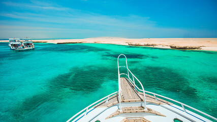 View from the yacht to the turquoise sea