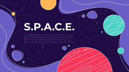 Vector illustration on the theme of outer space, interstellar travels, universe and distant galaxies © rikkyal