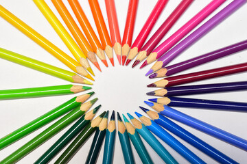 Colored pencils isolated on a white background