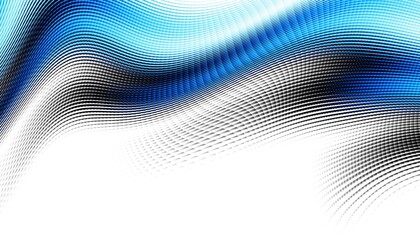 Abstract digital fractal pattern. Horizontal orientation. Expressive curved blue lines on white background.