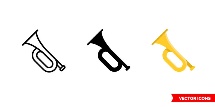 Bugle icon of 3 types. Isolated vector sign symbol.