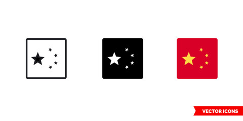 Fototapeta na wymiar China flag icon of 3 types. Isolated vector sign symbol.