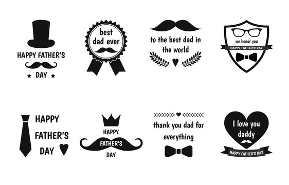 Happy Father’s Day logo set  for greeting card, barbershop, t-shirt design.