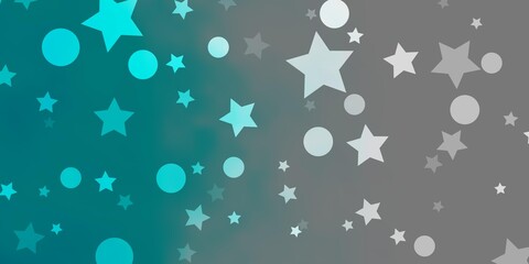 Light BLUE vector texture with circles, stars. Illustration with set of colorful abstract spheres, stars. Texture for window blinds, curtains.