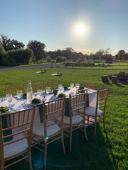 Outdoor lunch under the sun and beautiful sky