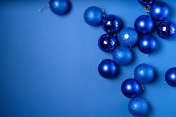 Christmas flat lay scene with glass balls