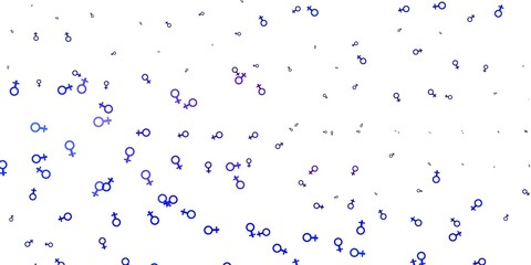 Light Pink, Blue vector background with woman symbols.