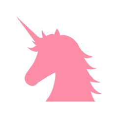 head of the unicorn, vector illustration. pink silhouette.