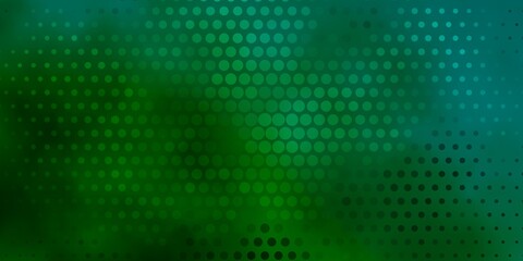 Dark Green vector pattern with circles. Colorful illustration with gradient dots in nature style. Design for posters, banners.