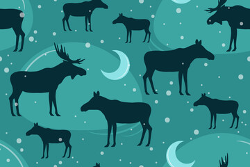 moose seamless pattern. vector illustration.