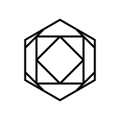 geometric hexagon cube shape icon, line style