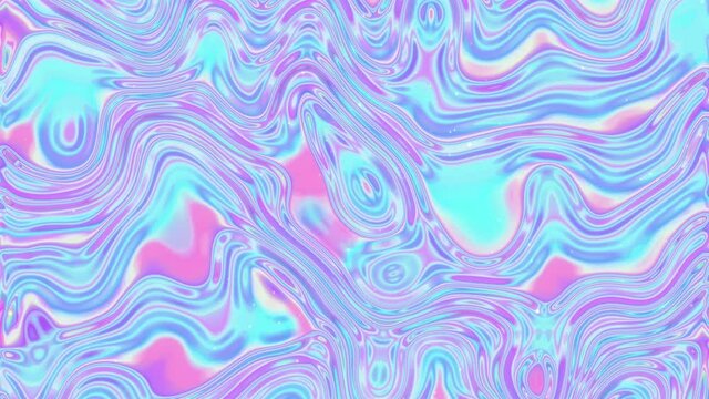 Seamlessly looping flowing dazzling holographic abstract liquid. Trippy animated background.