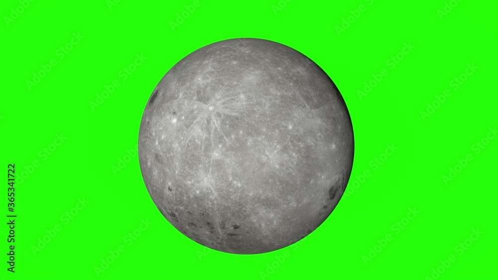 Wall mural the rotation of the moon on a green screen. 3d rendering