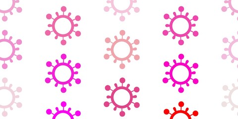 Fototapeta na wymiar Light Pink, Yellow vector backdrop with virus symbols.