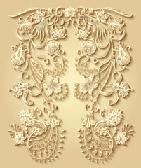 Floral hand drawn vector vintage border