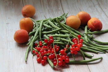 fresh vegetables on wooden background