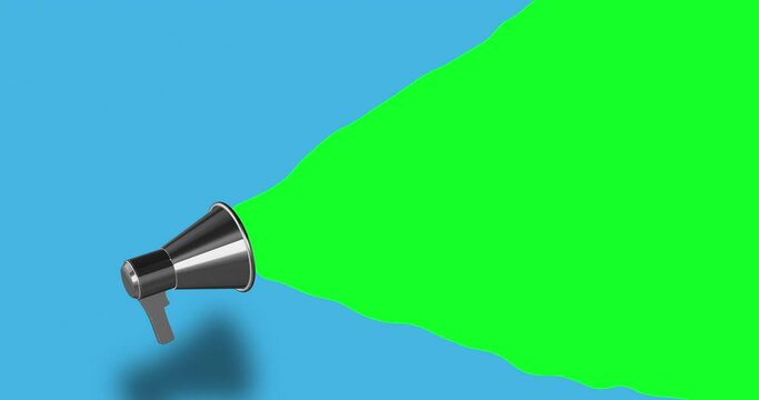 Megaphone amplifier speaker green screen alert attention animation 3d