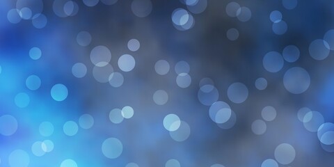 Dark BLUE vector background with bubbles. Colorful illustration with gradient dots in nature style. Pattern for websites.