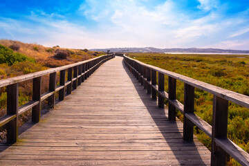 view over the beach walkway at Alvor in Portimão - Algarve
