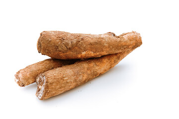 cassava pile. isolated white background. copyspace