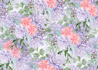 Background of peony flowers. Seamless pattern.
