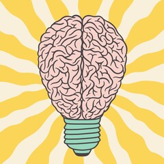 light bulb with brain