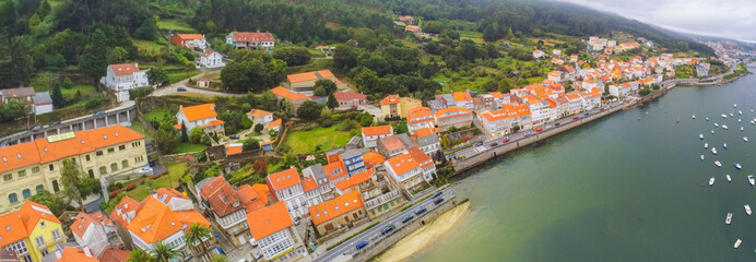 Galicia. Corcubion, village of Galicia.Spain. Aerial Photo