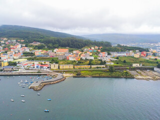 Naklejka na ściany i meble Corcubion, village of Galicia.Spain. Aerial Photo