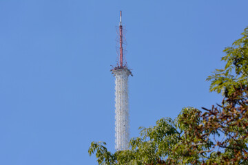 TV tower with transmitting antennas