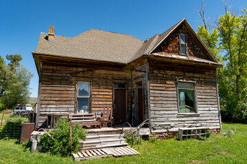 Abandoned ghost town cabin in the old West 